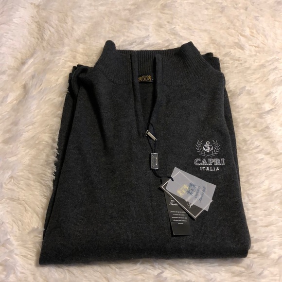 Emporio Sartoriale gray Capri zip sweater XL NWT - Picture 11 of 13